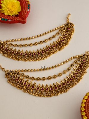 Gold Finish Bridal Ruby Stones Mattals