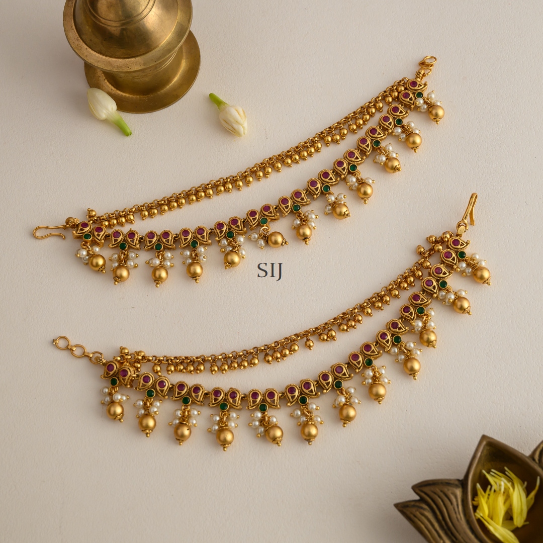 Gold Finish Mango Design Multi Color Bridal Mattal