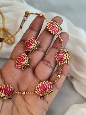 Gold Plated Flower Design Necklace Set