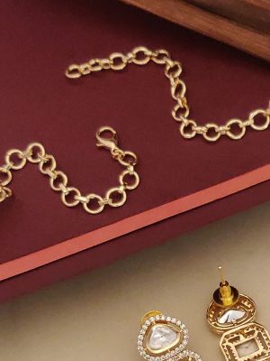 Gold Plated Polki Stones Hasli Necklace