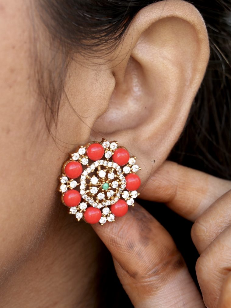 Gold Plated Round Kavi Roja Ear Studs