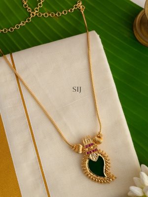 Green Stone Mango Design Palakka Necklace