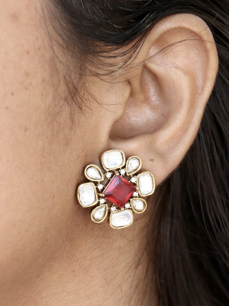 Kundan &AD Stone Maanga Ratnam Ear Studs