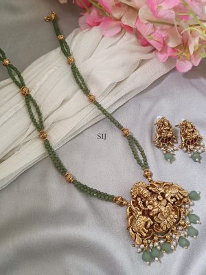 Lakshmi Pendant Green Beaded Haram
