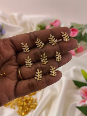Leafy Design 2 in 1 AD Stone Nose Pin / Second Stud – Single Piece