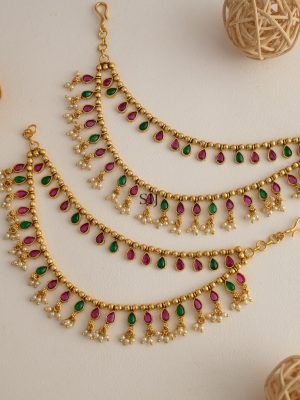 Multicolor Pearl Drop Drop Shaped 2 Layered Mattal