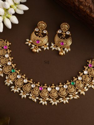 Non Idol Kundan with Rice Pearl Necklace