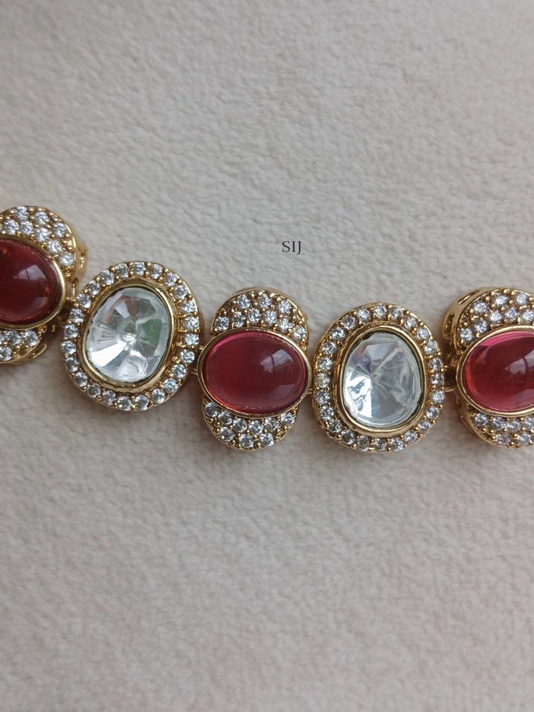 Ruby and Massonite Victorian Stones Fashionable Necklace Set