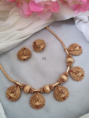 Traditional Lakshmi in Leaf Necklace Set