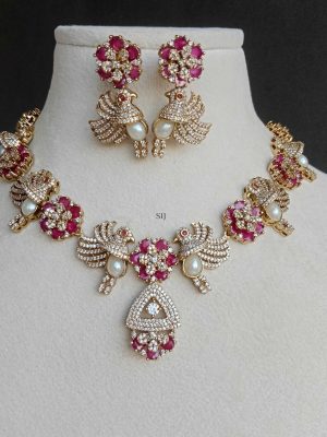 Victorian Finish Bird Design Necklace Set