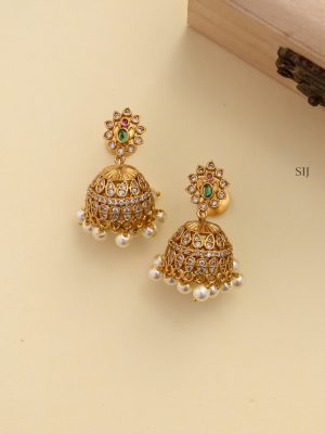 Gold Finish Floral Design Pendant Kanti Necklace