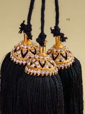 Gold Look Alike White Stones Bridal Jada Kunjalam