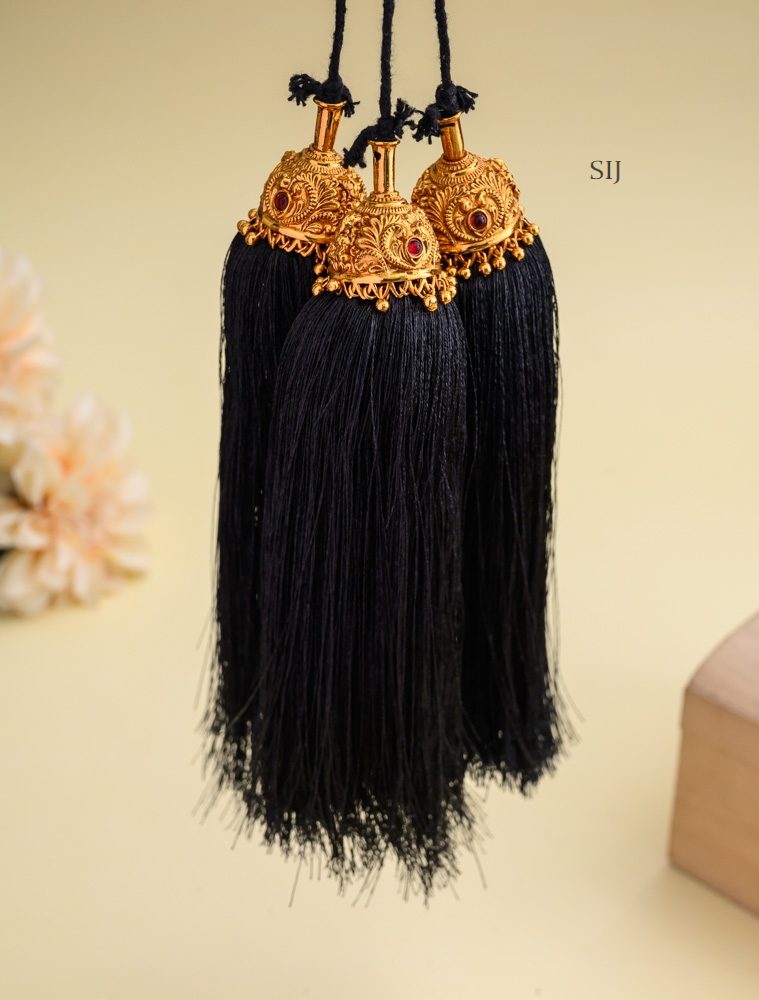 Gold Finish Floral Design Bridal Jada Kunjalam