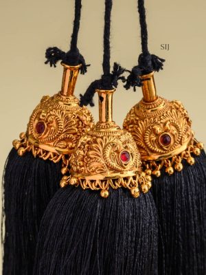 Gold Finish Floral Design Bridal Jada Kunjalam