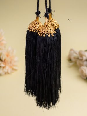 Gold Finish Bridal Jada Kunjalam with Gold Beads Hangings