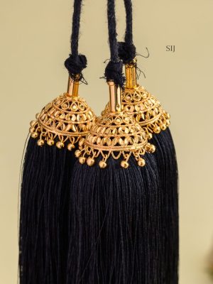 Gold Finish Bridal Jada Kunjalam with Gold Beads Hangings
