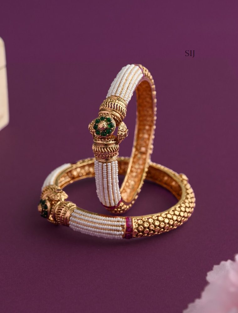Imitation Pearl Studded Kada Bangles