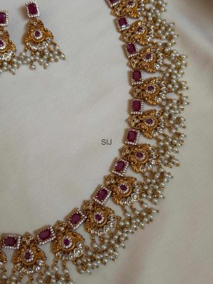 Gold Finish Ruby and AD Stone Guttapusalu Haram