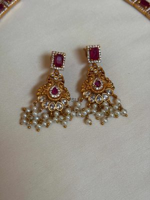 Gold Finish Ruby and AD Stone Guttapusalu Haram