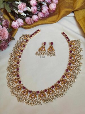 Gold Finish Ruby and AD Stone Guttapusalu Haram