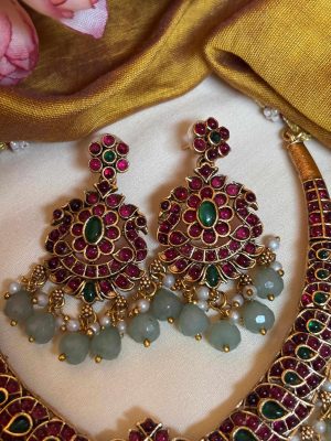 Gold Plated Kemp Stones Necklace with Peral