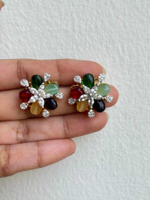 Imitation Multi Color AD Stones Flowers Necklace