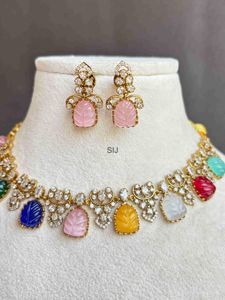 Victorian Finish Multi Color Stones Necklace