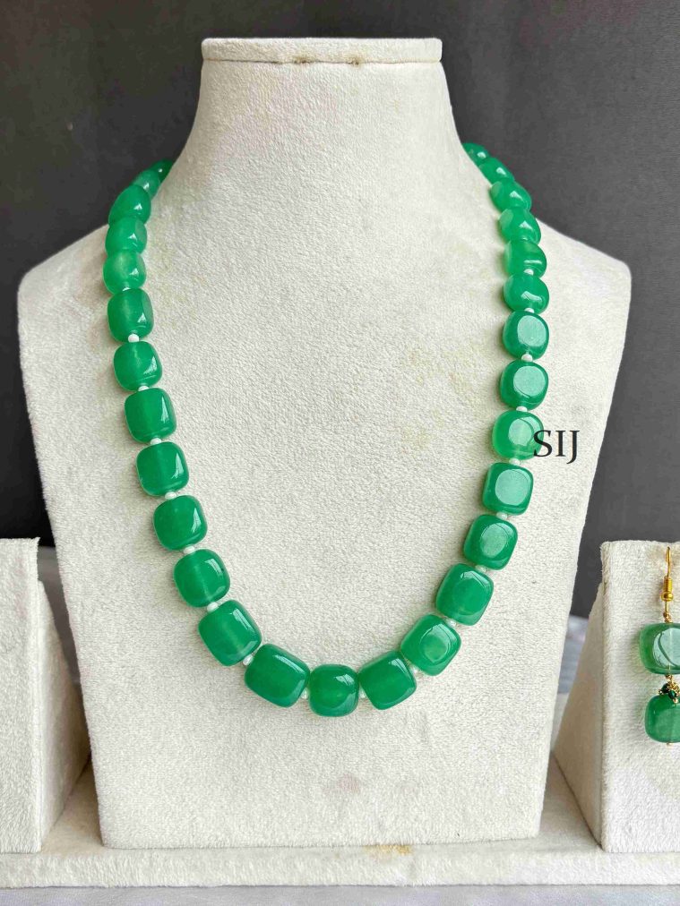 Square Green Beaded Chain Set
