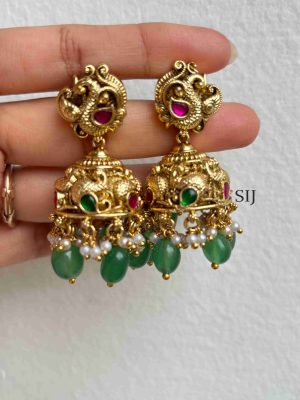 Antique Jadau Green Beads Lakshmi Haram