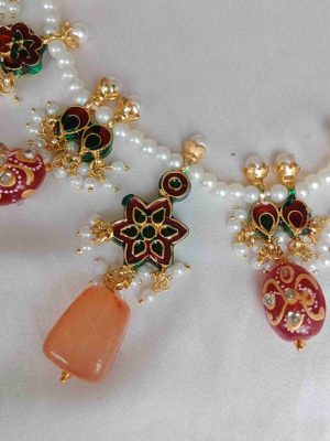 Single Layer Pearl Haram with Multi Color Beads Hangings