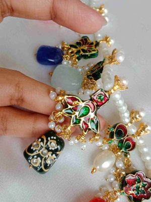 Single Layer Pearl Haram with Multi Color Beads Hangings