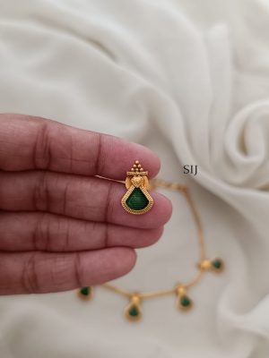 Gold Finish Green Enamel Kerala Palakka Necklace
