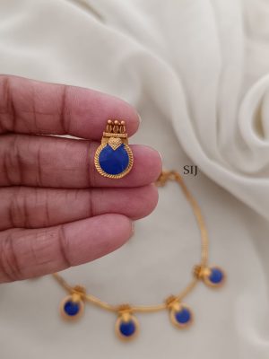 Gold Finish Blue Enamel Kerala Palakka Necklace
