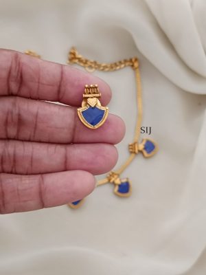 Gold Finish Blue Enamel Kerala Palakka Necklace