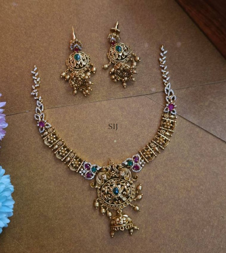 Antique Dual Peacock Pendant Necklace