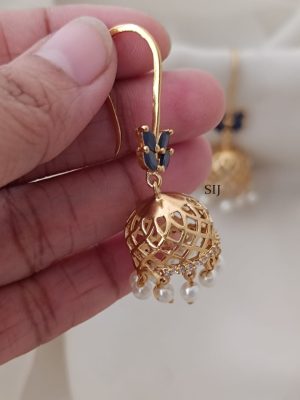 Gold Finish Hook Drop Butterfly Jhumkas