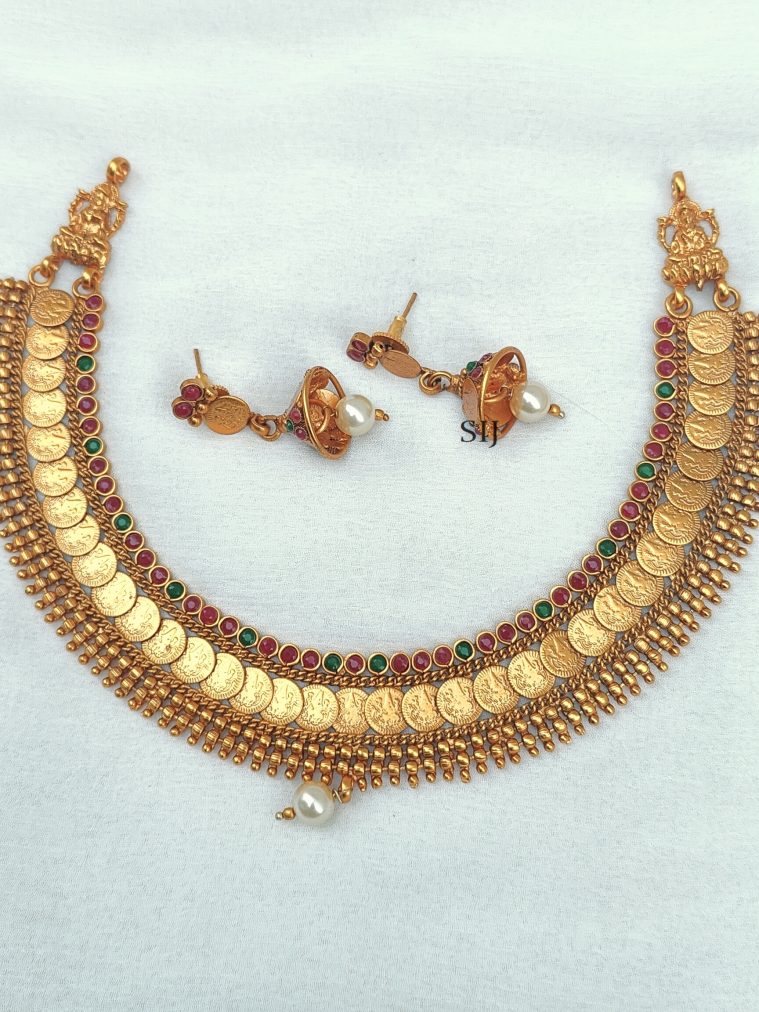 Matt Finish Lakshmi Coin Necklace