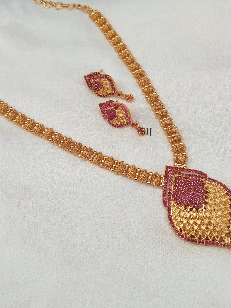 Gold Polish Necklace with Earrings