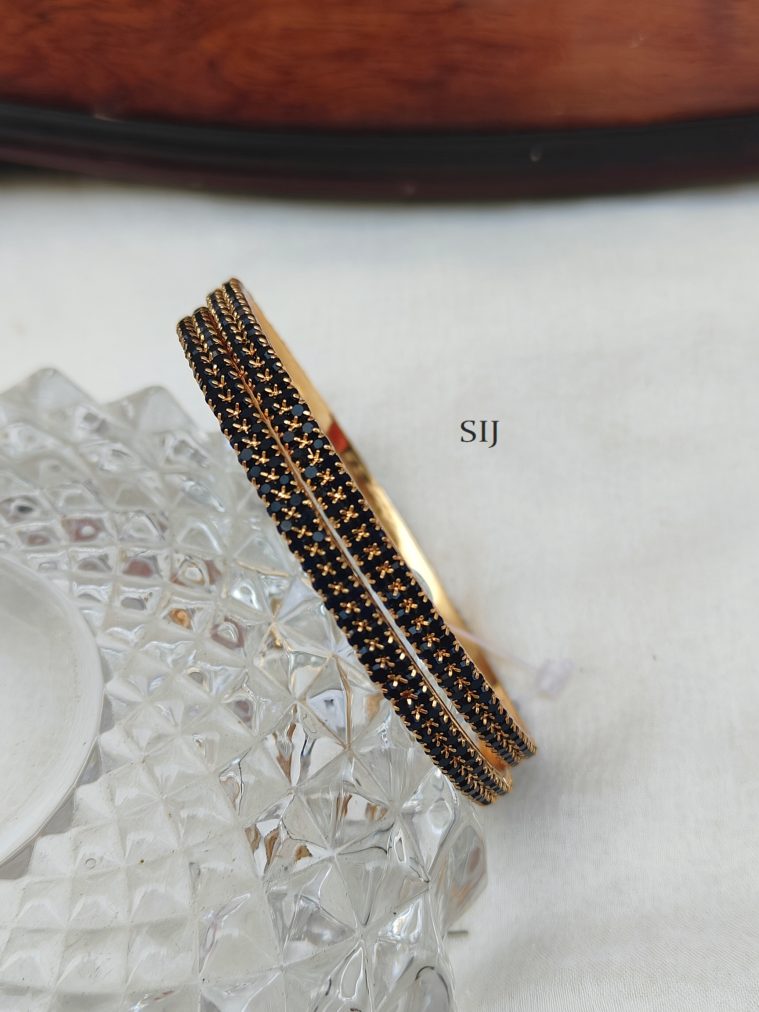 Double layer black stones Bangles