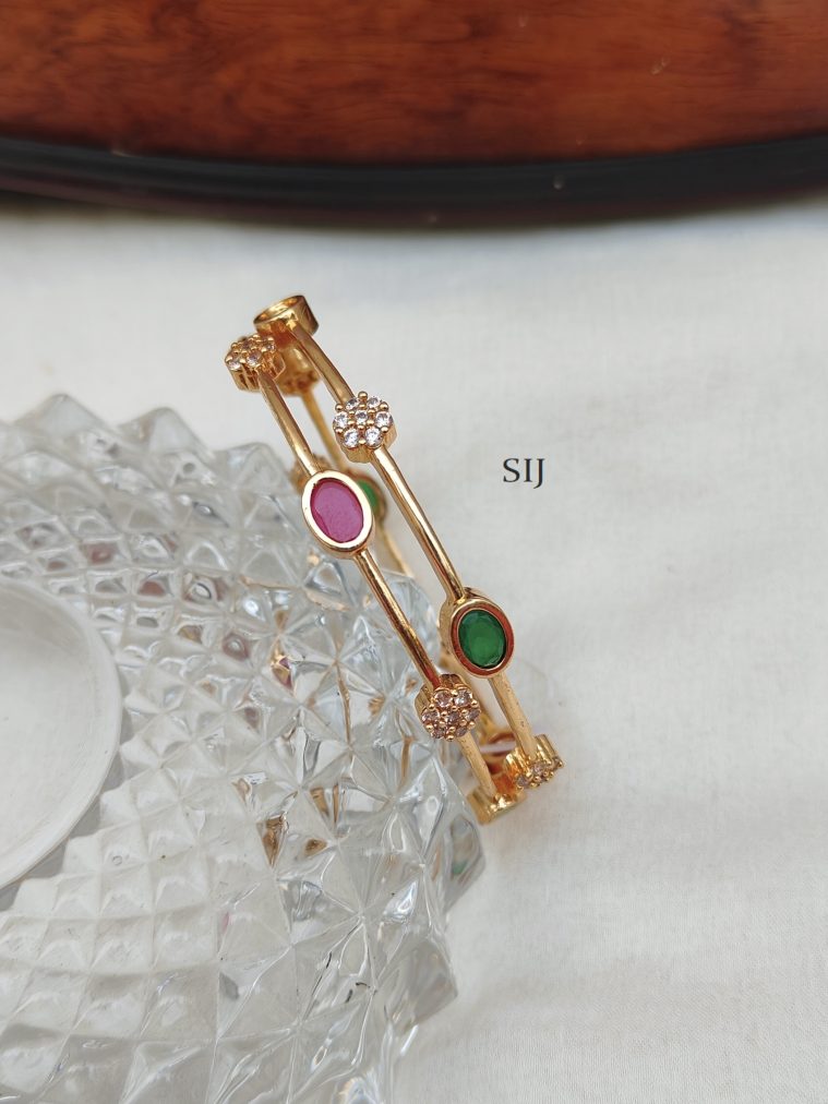 Oval shaped Ruby Emerald Stones Bangles