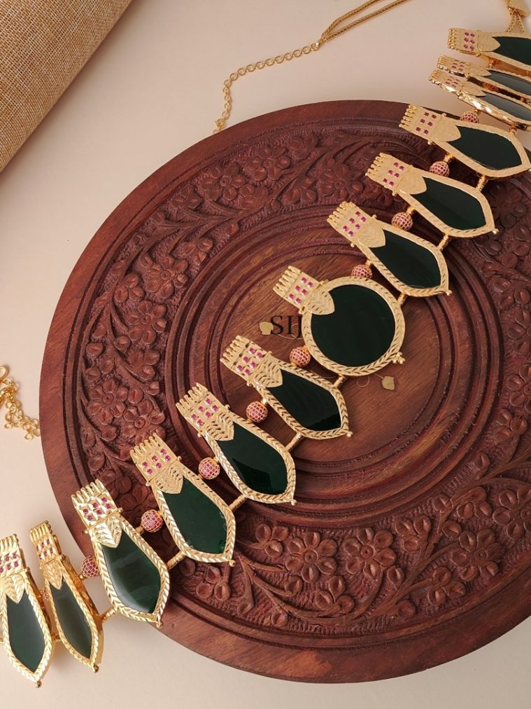Gold Finish Palakka Nagapadam Hip Chain