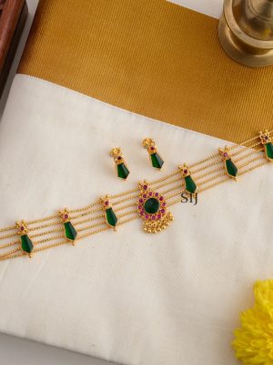 Gold Finish Green Palakka Choker