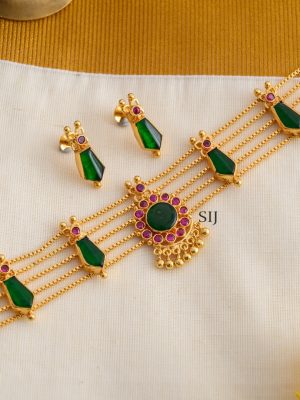 Gold Finish Green Palakka Choker