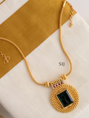 Gold Finish Square AD Stone Necklace
