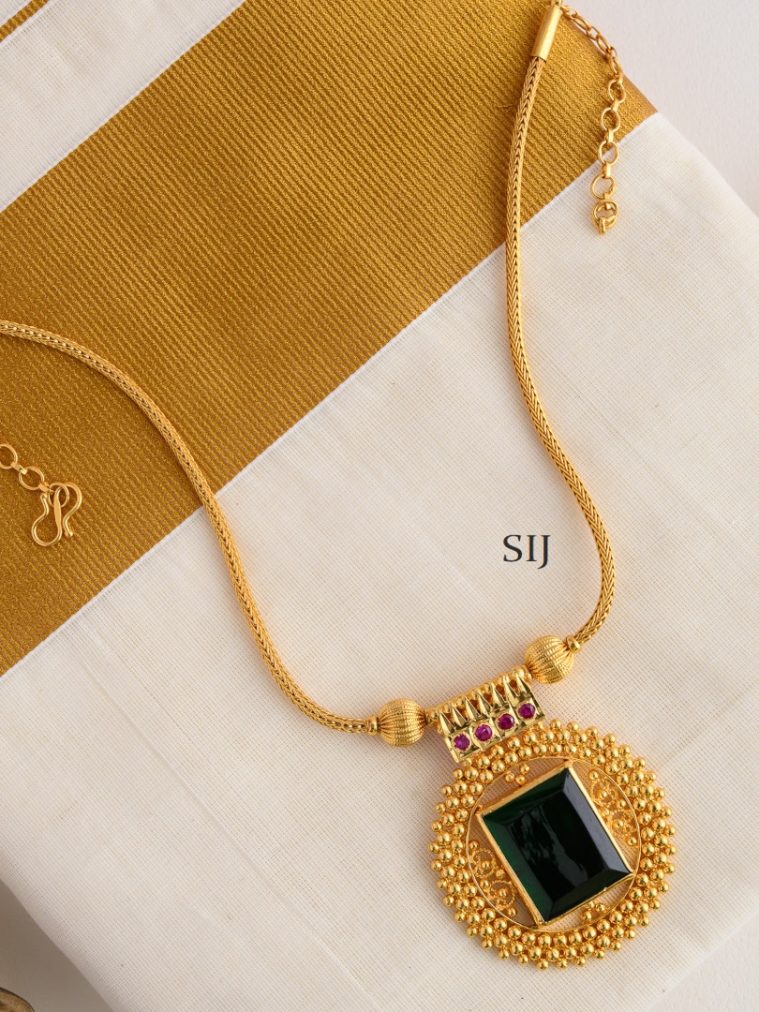 Gold Finish Square AD Stone Necklace