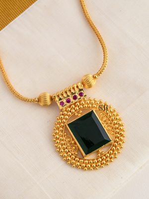 Gold Finish Square AD Stone Necklace