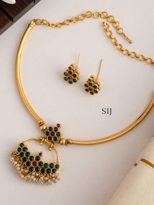 Gold Finish Reversible Floral Tube Necklace
