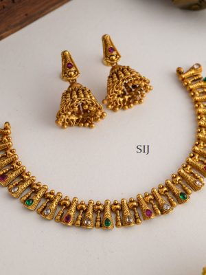 Gold Finish Kemp Stones Necklace