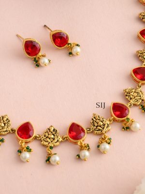 Maroon Ganesha Motifs Necklace
