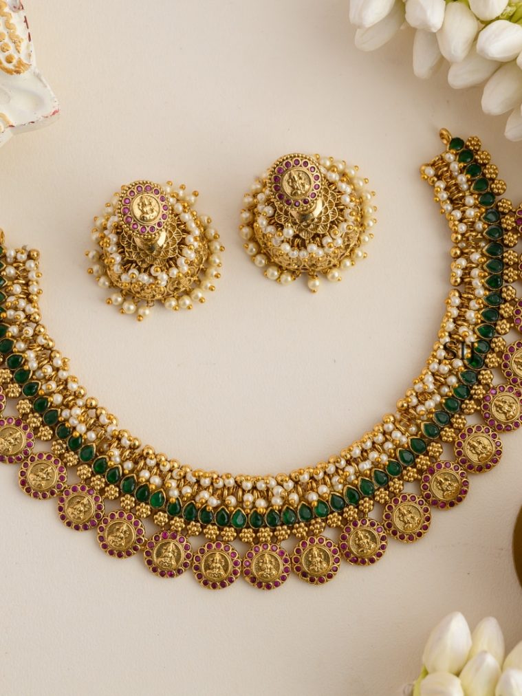 Lakshmi Coin with Guttapusalu Necklace